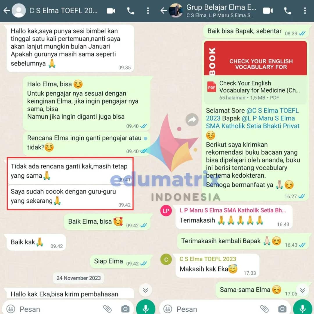 Testimoni Siswa Edumatrix Indonesia