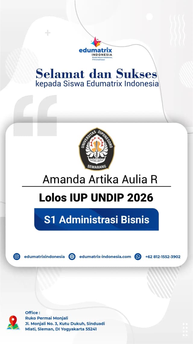Foto Kelulusan Siswa Bimbel SNBT Edumatrix Indonesia 39