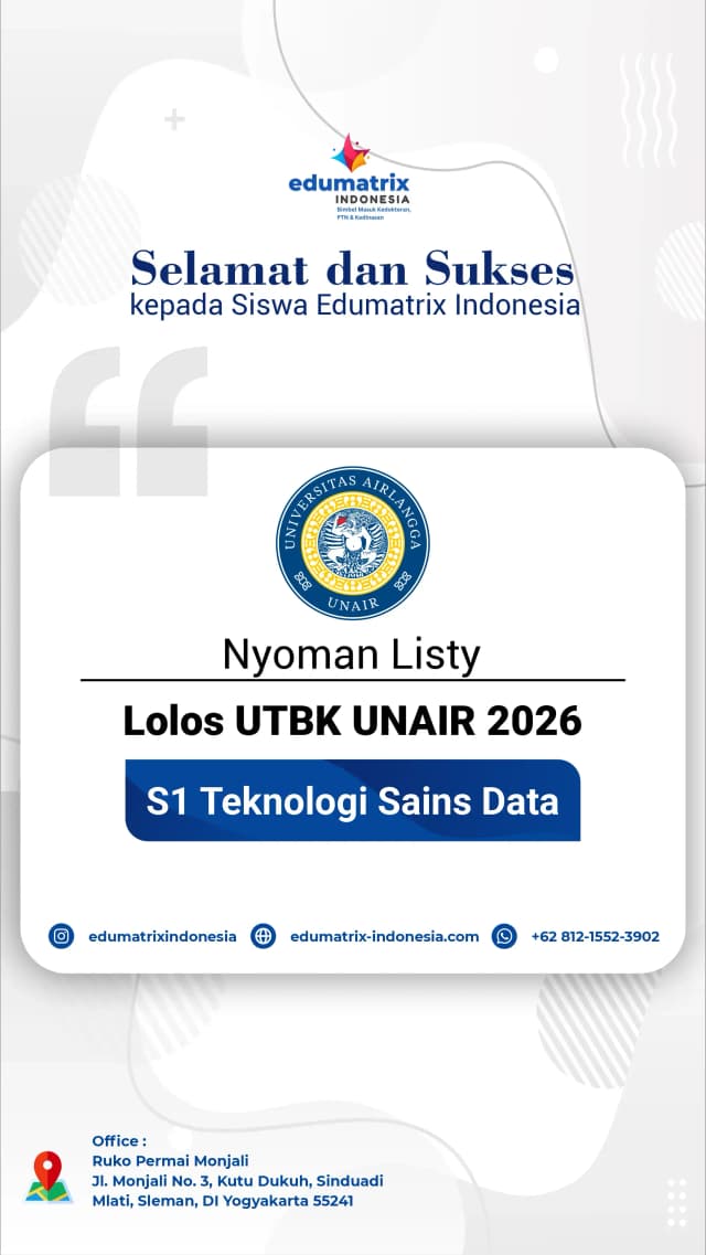 Foto Kelulusan Siswa Bimbel SNBT Edumatrix Indonesia 45