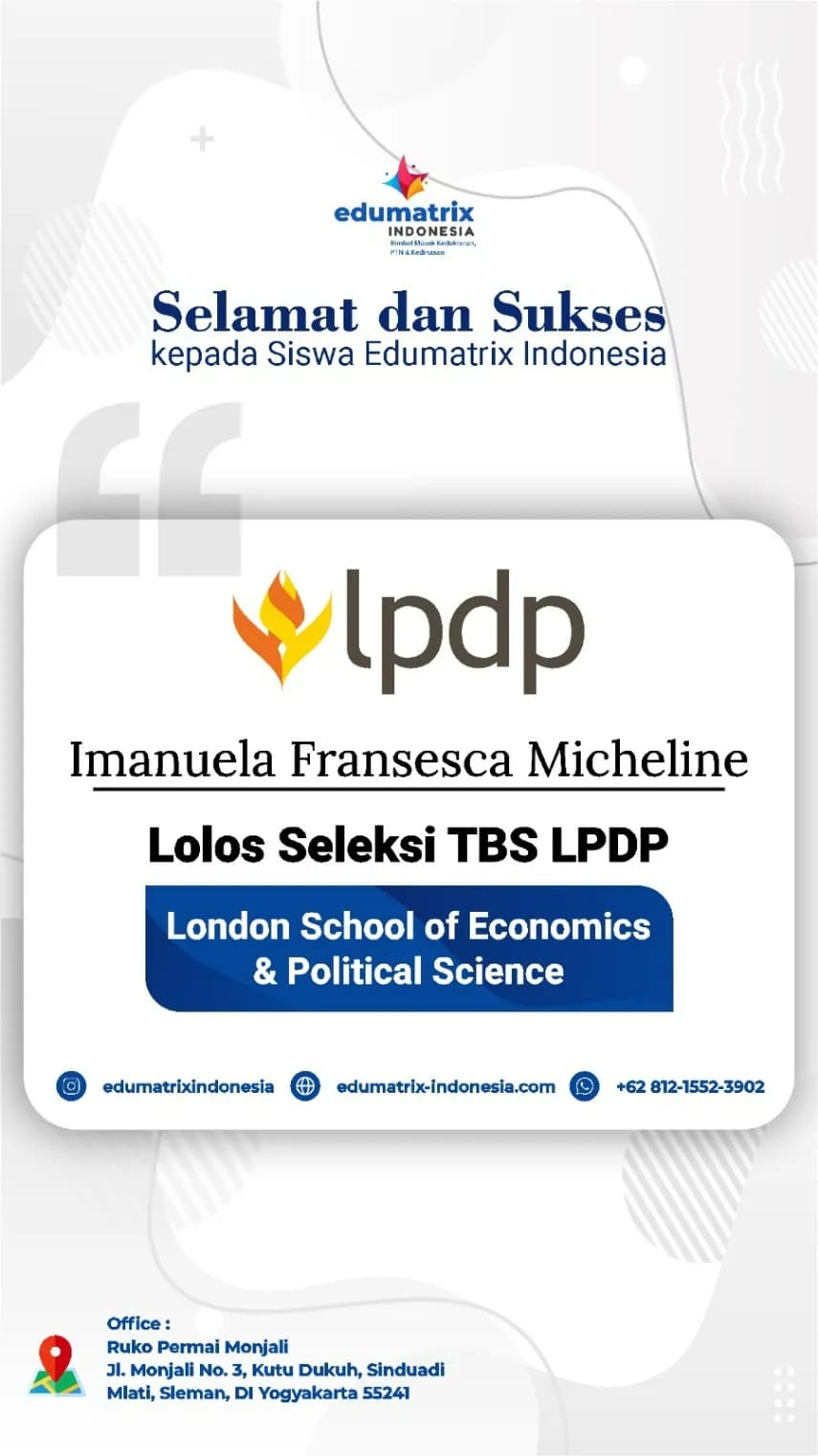 Foto Penerima Beasiswa LPDP Lolos Bersama Bimbel Edumatrix Indonesia 2 Foto Penerima Beasiswa LPDP Lolos Bersama Bimbel Edumatrix Indonesia 2