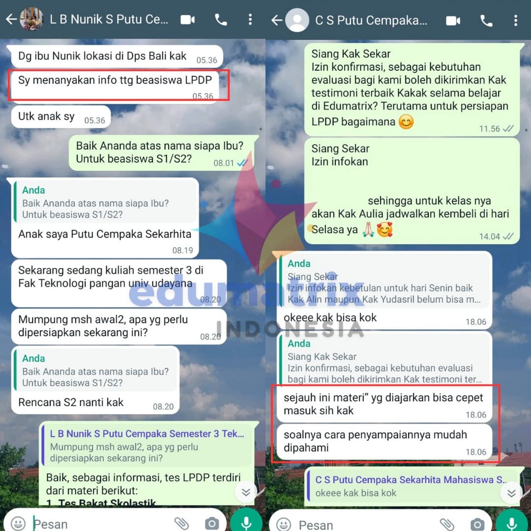 Testimoni Siswa LPDP Edumatrix Indonesia Testimoni Siswa LPDP Edumatrix Indonesia