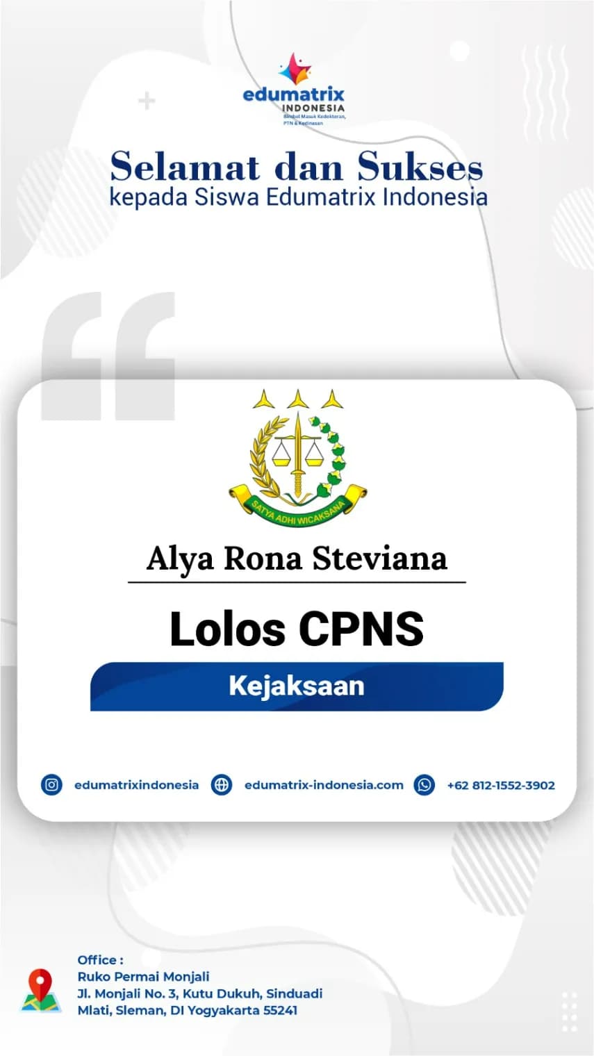 Foto Peserta Lolos Seleksi CPNS dan PPPK Bersama Bimbel Edumatrix Indonesia 2 Foto Peserta Lolos Seleksi CPNS dan PPPK Bersama Bimbel Edumatrix Indonesia 2