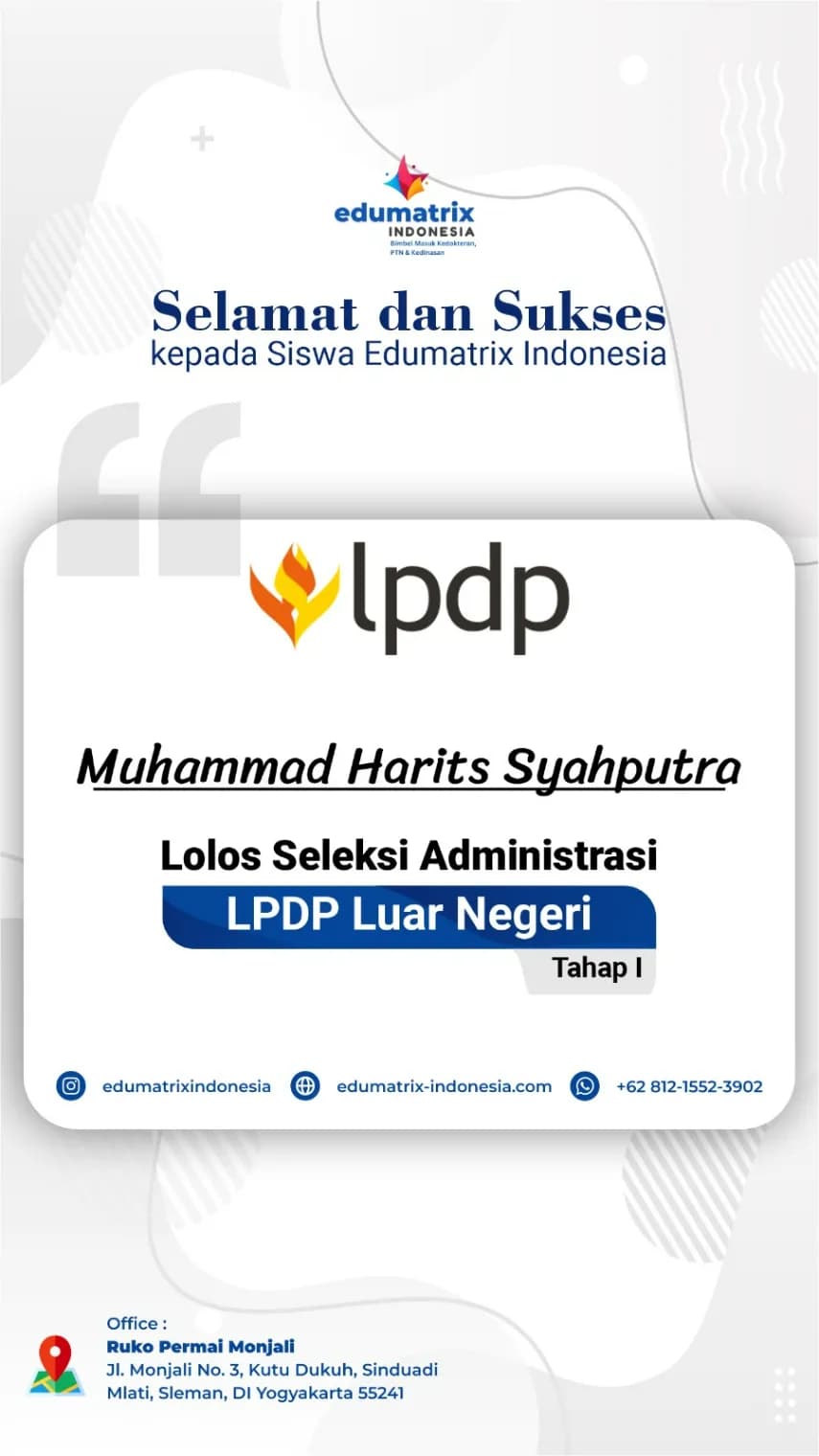 Foto Penerima Beasiswa LPDP Lolos Bersama Bimbel Edumatrix Indonesia 1 Foto Penerima Beasiswa LPDP Lolos Bersama Bimbel Edumatrix Indonesia 1
